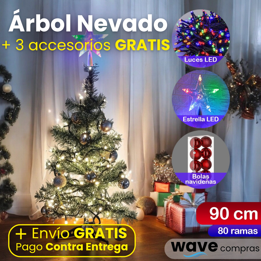 Árbol Navidad Nevado 90cm Combo (Envío Gratis + Pago al Recibir)