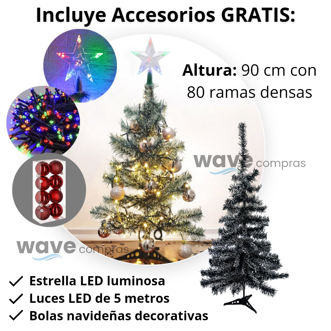 Árbol Navidad Nevado 90cm Combo (Envío Gratis + Pago al Recibir)